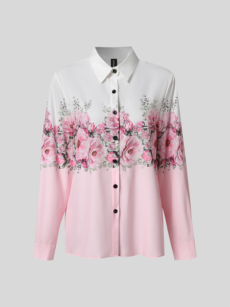 

Casual Shirt Collar Loose Blouse, Pink, Shirts & Blouses