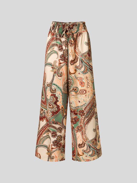 

Elastic Band Casual Loose Ethnic Pants, Purplish blue, Pants