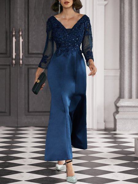 

Elegant Regular Fit Party Dress, Blue, Maxi Dresses