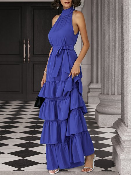 

Elegant Regular Fit Party Dress, Blue, Maxi Dresses