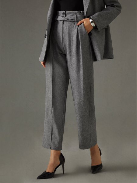 

Regular Fit Plain Urban Fashion Pants, Gray, Pants