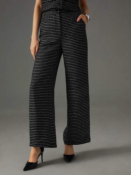 

Striped Urban Fashion Pants, Black, Pants