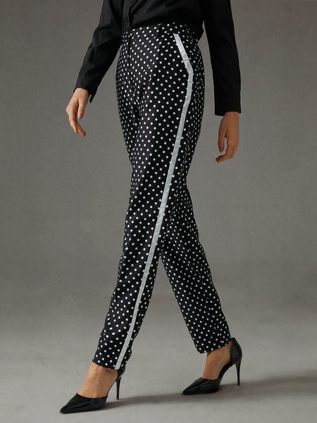 

Urban Regular Fit Polka Dots Fashion Pants, Black, Pants
