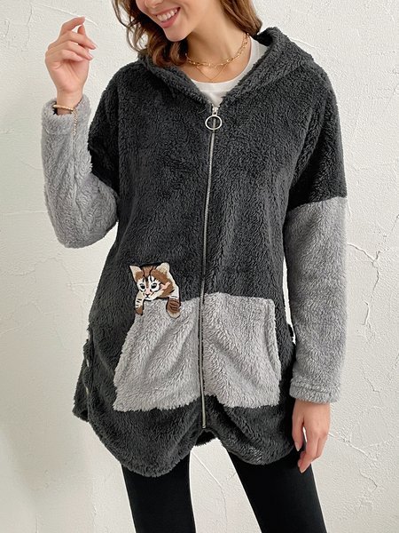 

Color Block Regular Fit Casual Other Coat, Blue, Outerwear