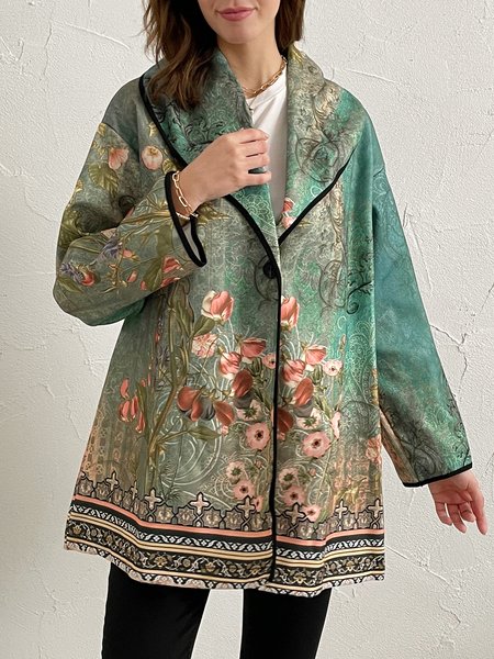 

Vintage Flower Lake Lapel Mid Length Coat, Camel, Coats