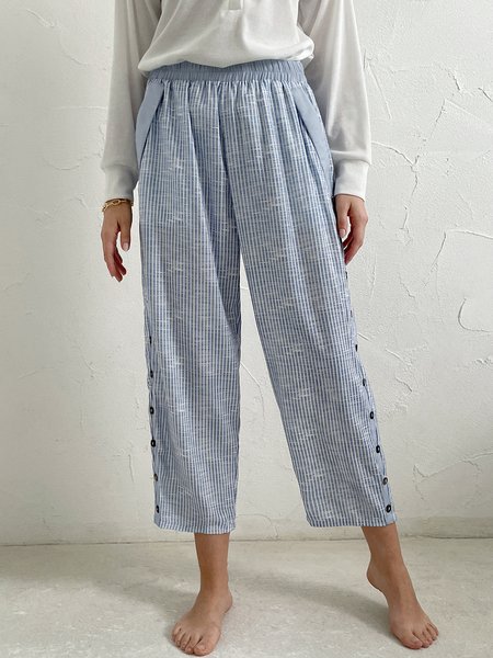 

Casual Striped Loose Pants, Gray, Pants