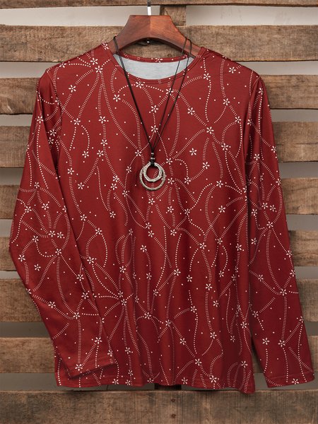 

Floral Casual T-Shirt, Red, T-Shirts