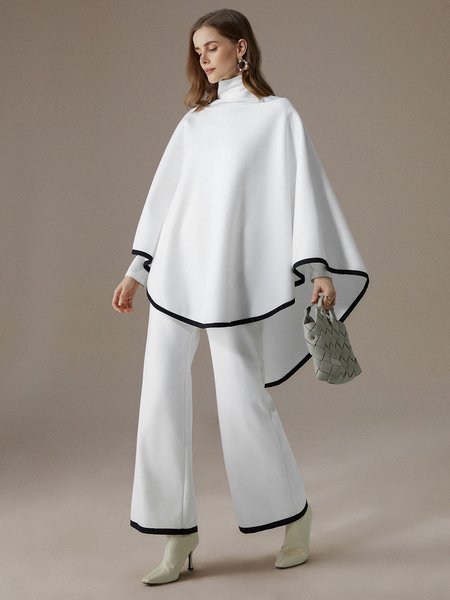 

Loose Asymmetrical Color Block Elegant Shirt, White, Blouses and Shirts
