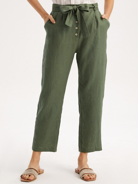 

Casual Plain Ankle Pants Pant, Green, Pants