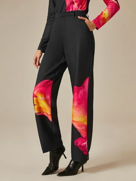 

Regular Fit Abstract Urban Fashion Pants, As picture, Pants