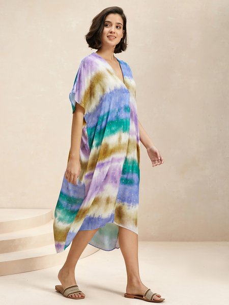 

Women Camo V Neck Short Sleeve Comfy Casual Maxi Dress, Multicolor, Maxi