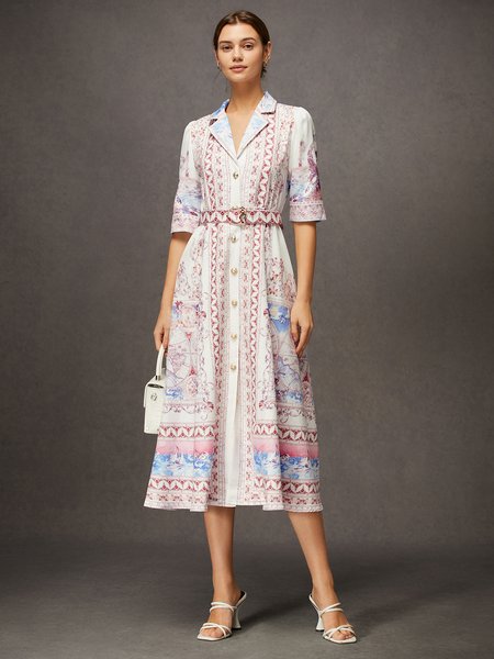 

Loose Abstract Urban Shawl Collar Dress, As picture, Midi Dresses