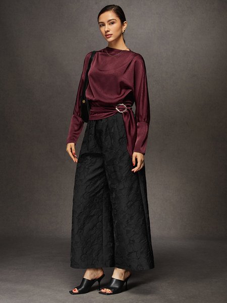 

Elegant Satin Vintage Loose Blouse, As picture, Blouses and Shirts