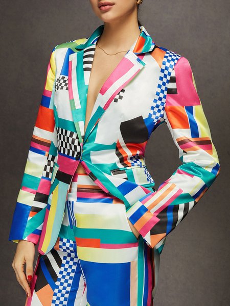 

Abstract Graphic Urban Regular Fit Blazer, As picture, Blazers