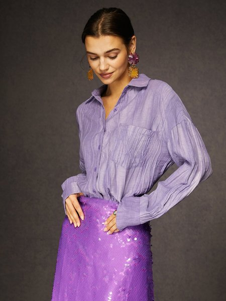 

Elegant Textured Loose Shirt, Light purple, Blouses and Shirts