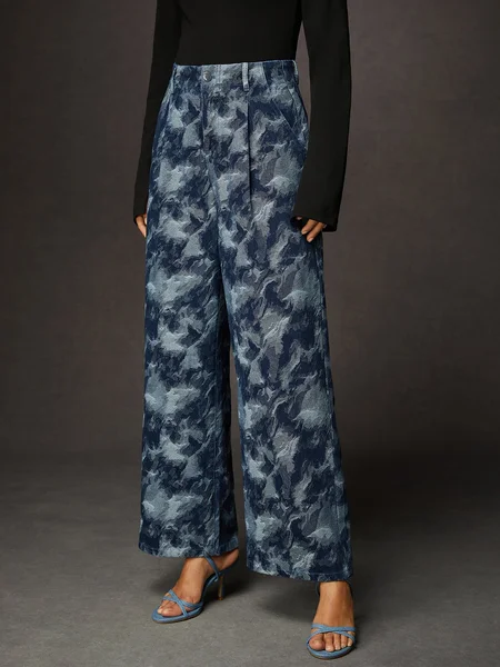 

Floral Denim Urban Loose Pants Wide leg pants, Denim blue, Jeans