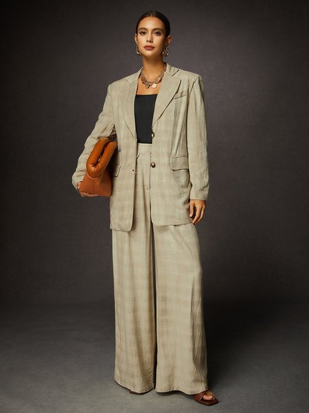 

Casual Loose Lapel Collar Linen Blazer, As picture, Blazers