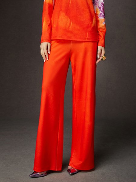 

Loose Plain Casual Pants, Orange, Pants