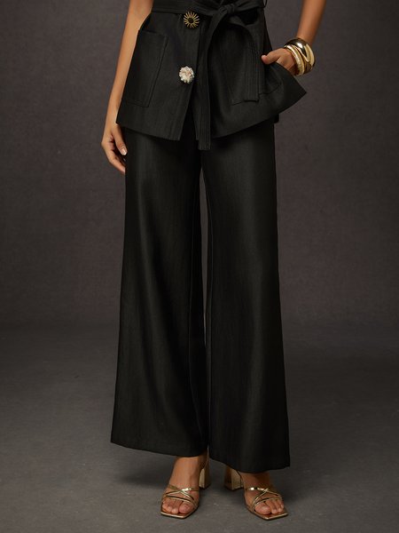 

Urban Plain Wide Leg Fashion Pants, Black, Pants