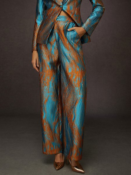 

Elegant Jacquard Wide Leg Pants, As picture, Pants