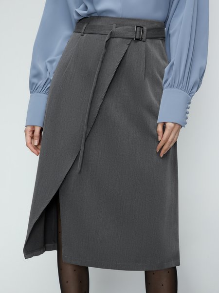 

Elegant Solid Formal Skirt, Gray, Skirts
