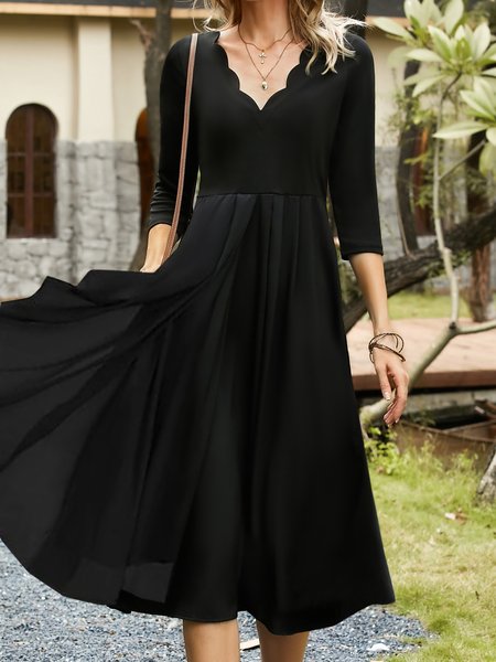 

Elegant Black V-Neck Slim Fit Knit Dress, Dresses