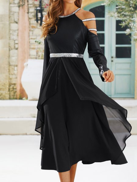 

Elegant Crew Neck Loose Dress, Multicolor, Formal Dresses
