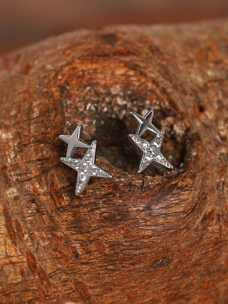 

JFN Fashion Simple Diamond Star Earrings, Silver, Earrings