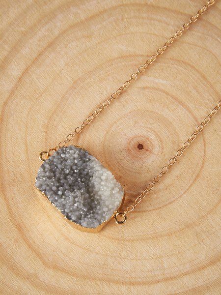 

Retro Natural Crystal Irregular Shape Necklace Beach Vacation Style Ethnic Jewelry, Black, Necklaces
