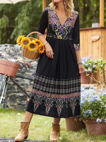 

Regular Fit Casual Geometric Dress, Black, Dresses