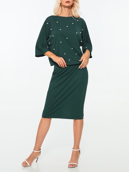 

Daily Green Regular Fit Crew Neck Plain Two Piece Sets, Jumpsuits