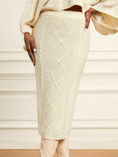 

Stylewe Plain Elegant Tight Skirt, Beige, Skirts