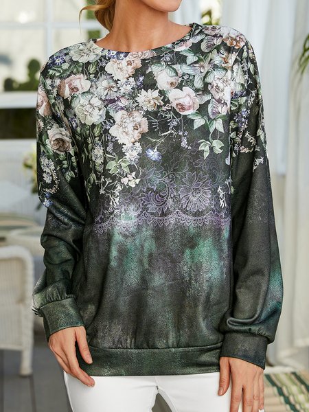 

Floral Crew Neck Sweatshirt, Green, Sweatshirts & Hoodies