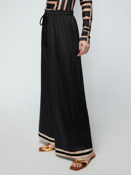 

Striped Loose Casual Pants, Black, Pants