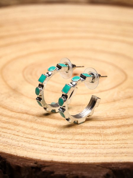 

Vintage Ethnic Drop Oil Distressed Earrings, As picture, Earrings