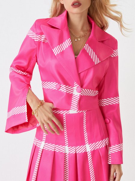 

Long Sleeve Lapel Collar Elegant Blazer, Pink, Outerwear