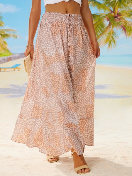

Boho Buttoned Geometric Long Skirt, Multicolor, Shirts & Blouses