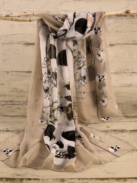 

Halloween Skull Print Silk Scarf Holiday Accessories, One-size, Women Scarves & Shawls