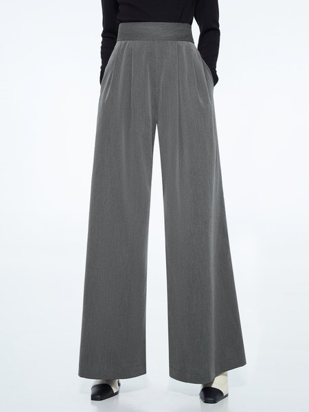 

Elegant Solid Pockets Pant, Gray, Pants