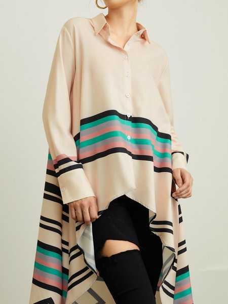 

Urban Long Sleeve Loose Striped Blouse, Multicolor, Blouses and Shirts