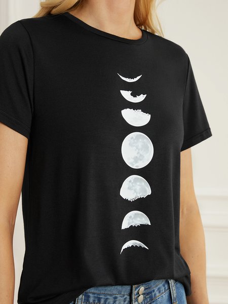 

Casual Crew Neck Regular Fit Short Sleeve T-Shirt, Black, Tees