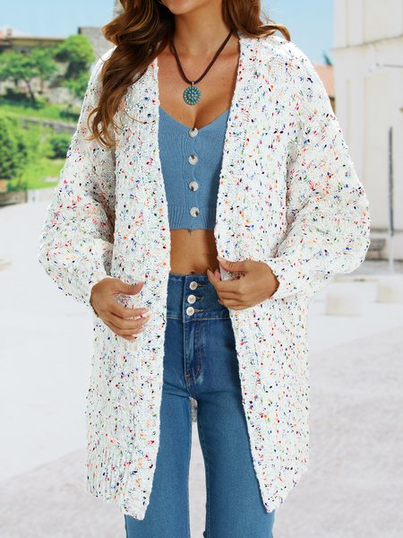 

Marled Knit Drop Shoulder Cardigan, Multicolor, Cardigans