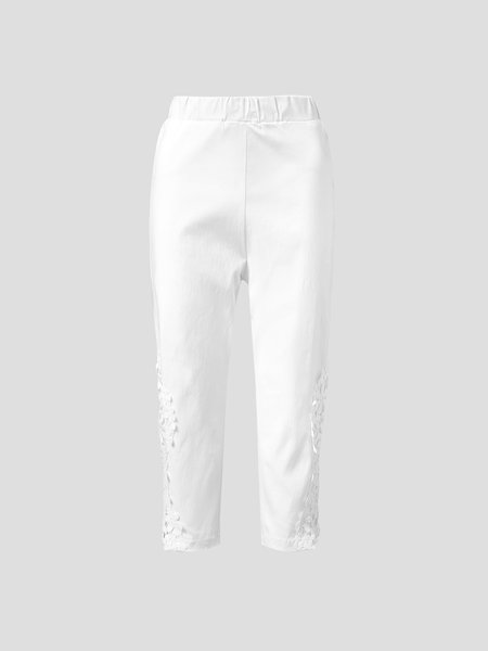 

Solid Casual Regular Fit Pants, White, Leggings