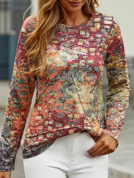 

Regular Fit Vintage Crew Neck T-Shirt, Multicolor, Tops