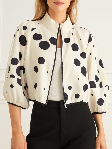 

Polka Dots Urban Loosen Jacket, Black-white, Outerwear