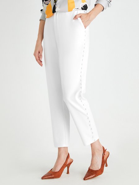 

Regular Fit Elegant Fashion Ankle Pants, White, Pants