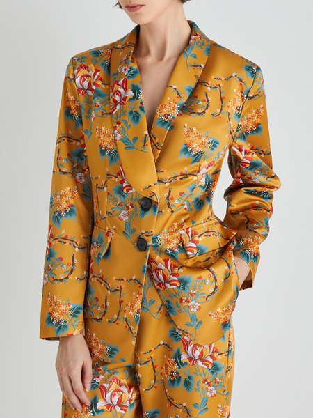 

Regular Fit Urban Floral Long Sleeve Blazer, Yellow, Outerwear