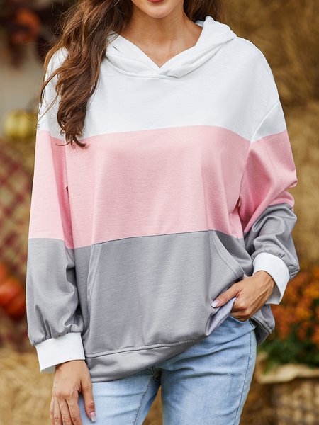 

Casual Multicolor Panel Knit Hoodie, Deep blue, Sweatshirts & Hoodies
