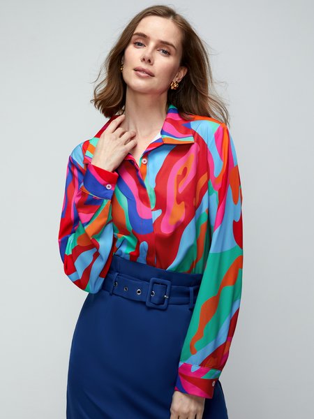 

Long sleeve Abstract Regular Fit Urban Blouse, Multicolor, Blouses and Shirts