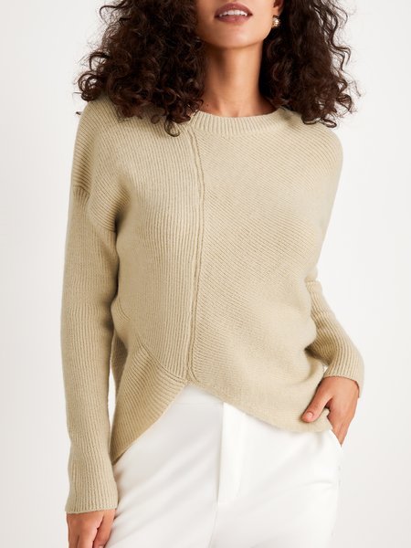 

Simple Loose Plain Long Sleeve Sweater, Apricot, Sweaters